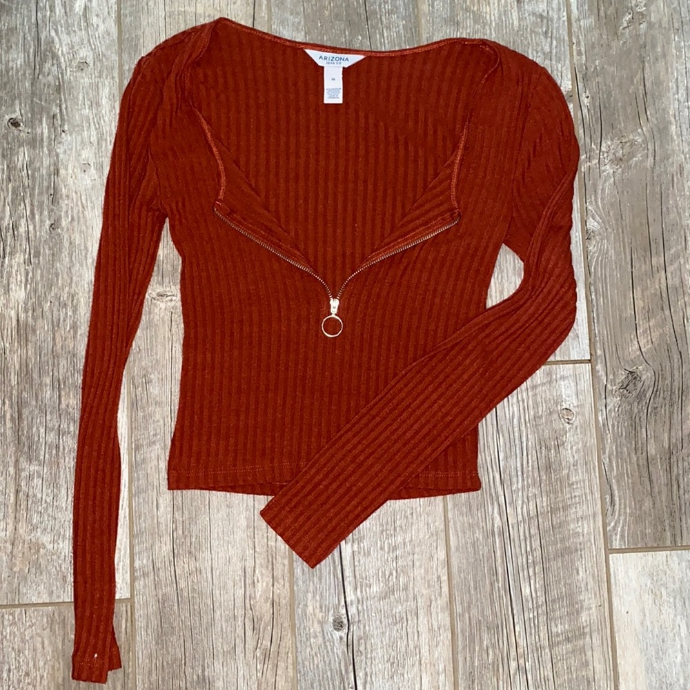 Long sleeve tight zip up top